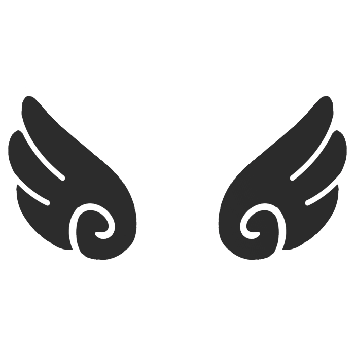 ♡ Cute Glowing Swirly Angel Wings in Black