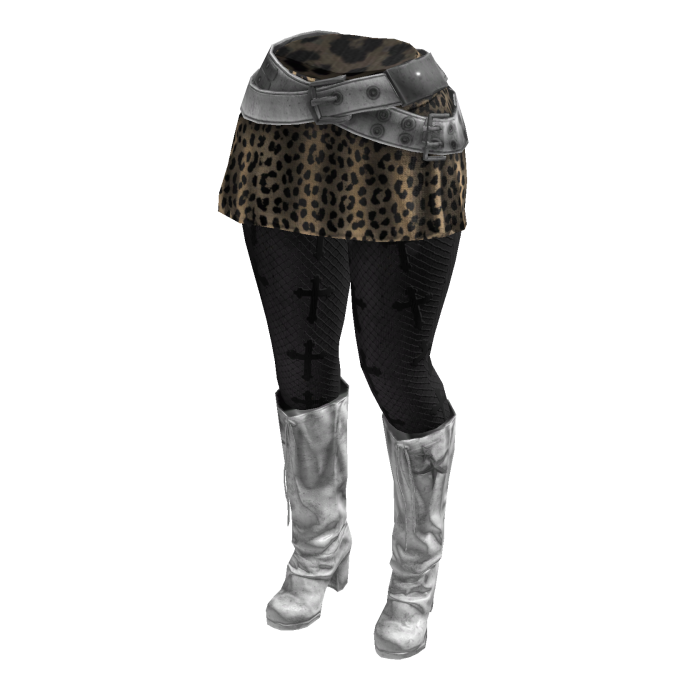 Y2K Leopard Skirt Cross Leggings (WhiteBlackCream)