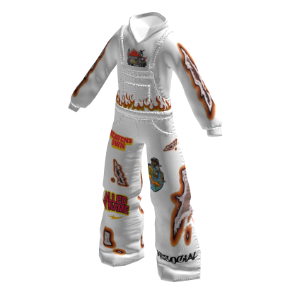 Overalls w Hoodie Art White thumbnail