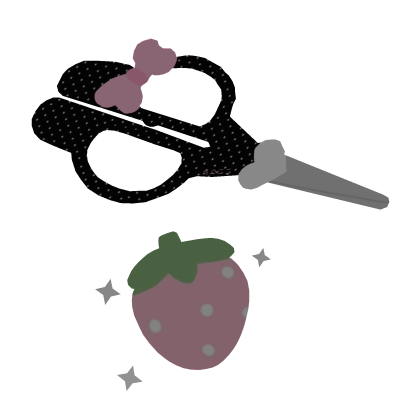 ۶ৎ black strawberry scissors hair pin Roblox item