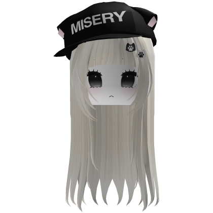Kawaii Girl Gamer Blonde Hair w/ Black Cat Cap Roblox item