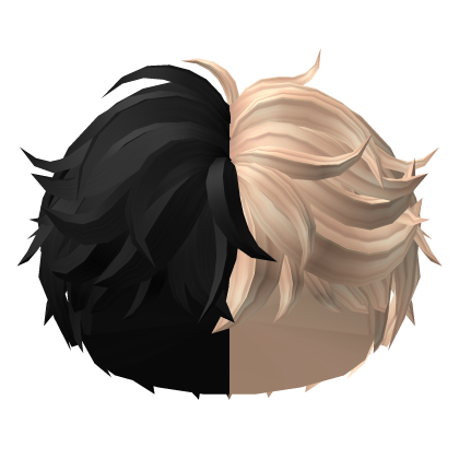 Wavy Full Messy Boy Hair (Split Black Blonde) Roblox item