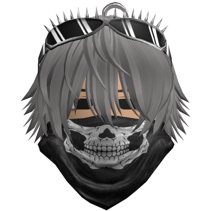 Emo Vkei Skull Bandana Hair Dusty Grey