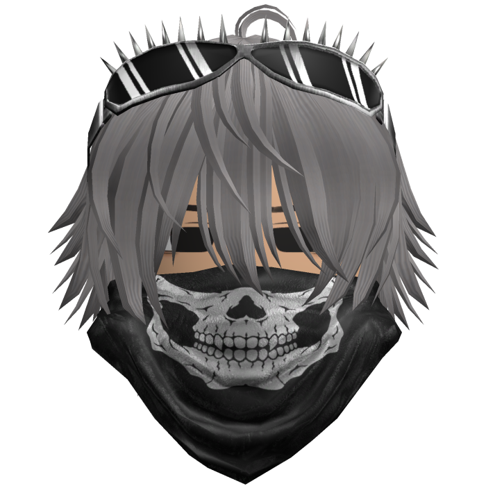 Emo Vkei Skull Bandana Hair Dusty Grey