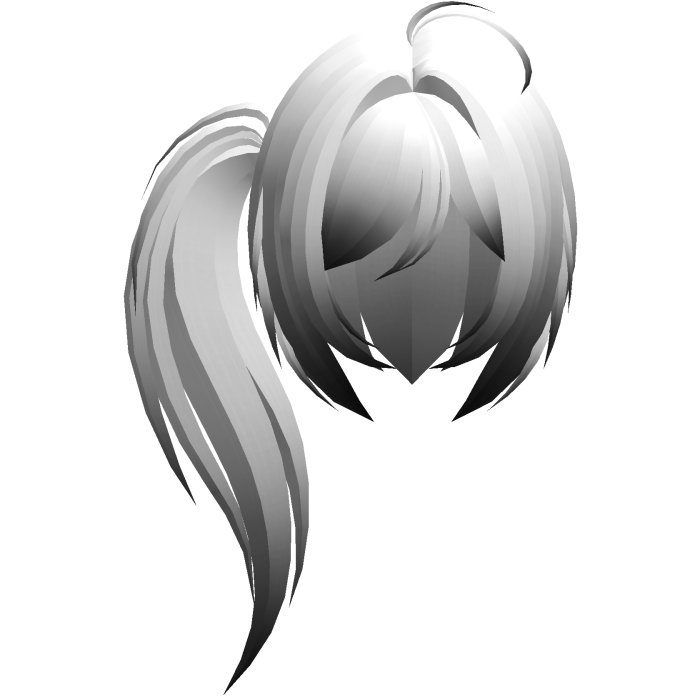 moe emo long fluffy side ponytail white black