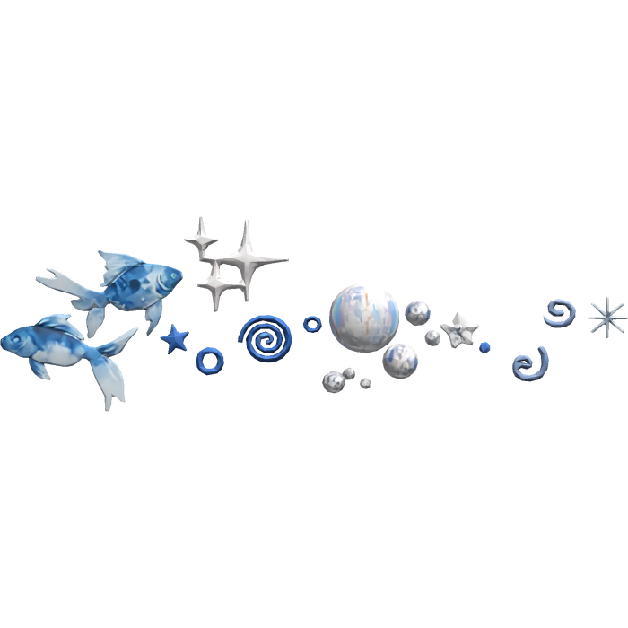 Frutiger Aero Blue Fish Bubbles Face Aura Blush