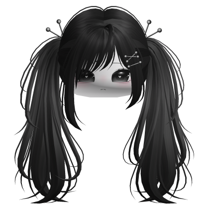 Black Y2K Emo Punk Pigtails w/ Pins