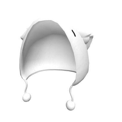 ♡ cute winter hood with fluffy cat ears in white Roblox item