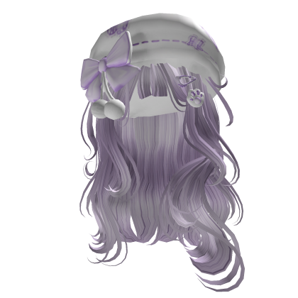Kawaii Girl Wavy Hair w Purple Beret Roblox item