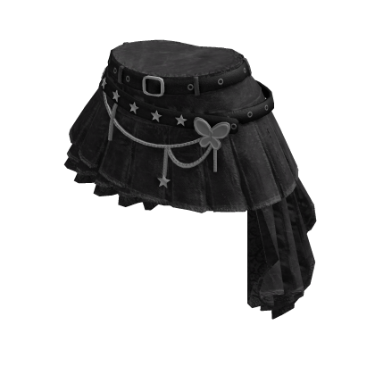 Y2K Layered Skirt w/ Star Chain (Black)