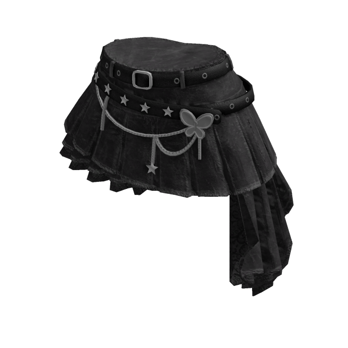 Y2K Layered Skirt w/ Star Chain (Black)
