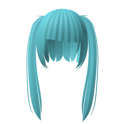 cute moe long straight pigtails in blue Roblox item