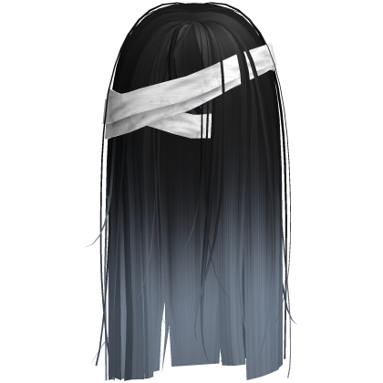 Horror Black Blue Hair w White Face Bandages Roblox item