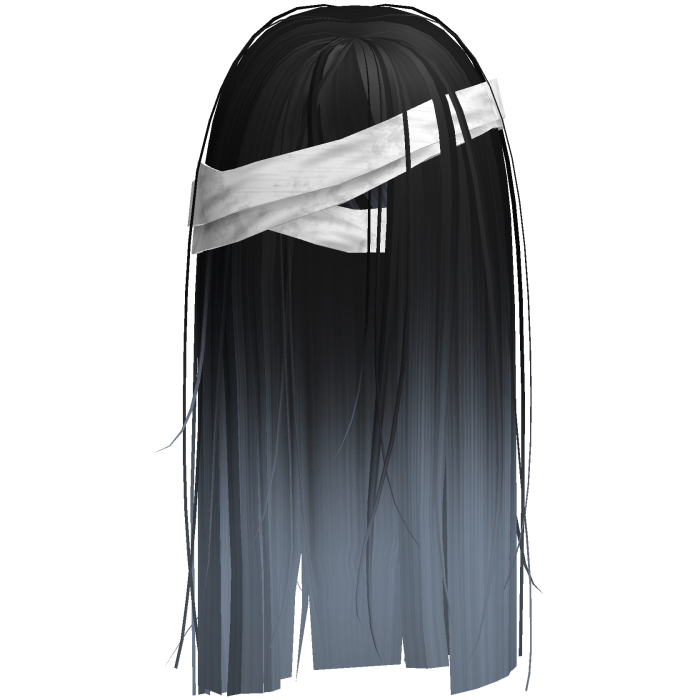 Horror Black Blue Hair w White Face Bandages