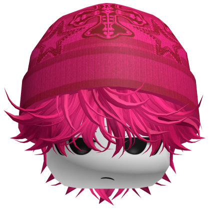 Messy Spikey Hair W/ Skater Beanie Hot Pink Roblox item