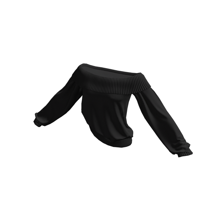 Black Knitted Off Shoulder Tucked Sweater