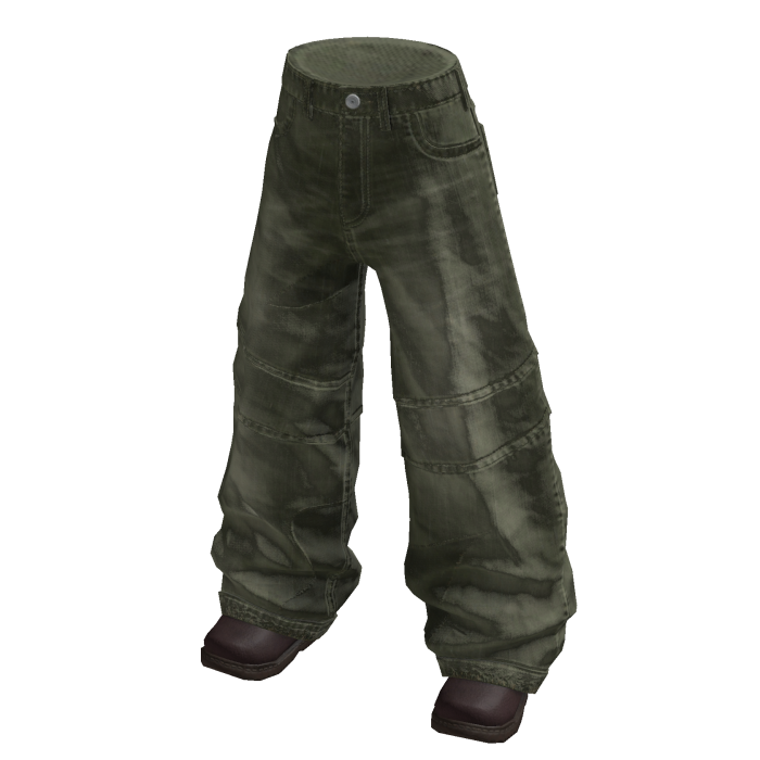Baggy Cuffed Hem Pants (Olive)