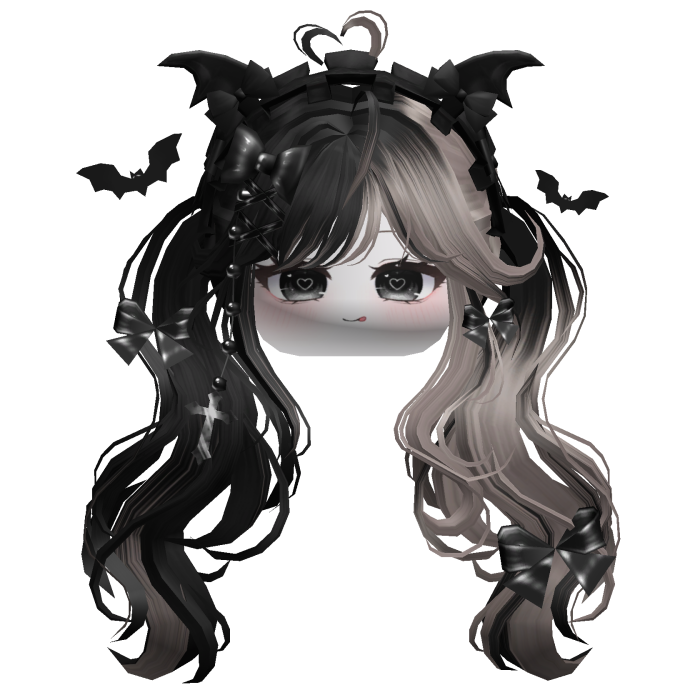 Goth Wavy Pigtails w/Headband (White)