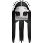Long Straight Hair W Bow & Goth Doll Face