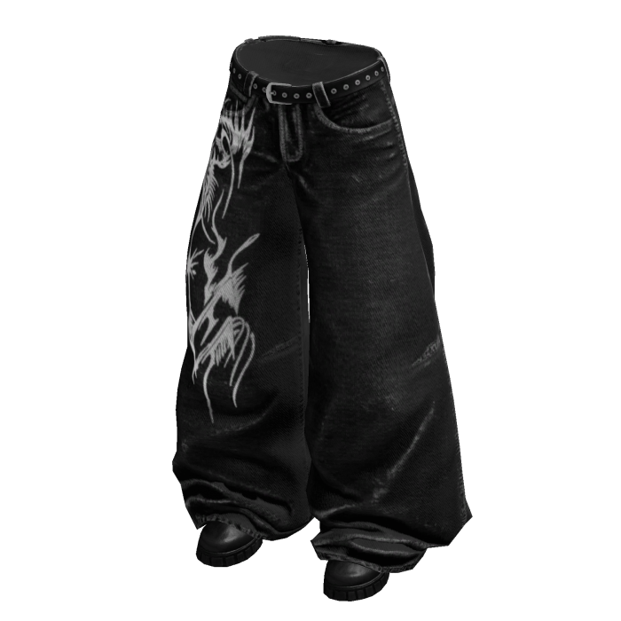 Black Y2K Tribal Baggy Jeans