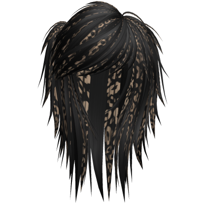 Scene Vamp Spikey Fluffy Pigtails Black Cheetah