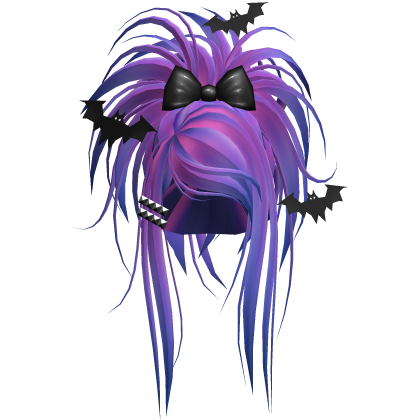 Gothic Bat Spiky Updo W/ Bow In Violet Galaxy Roblox item