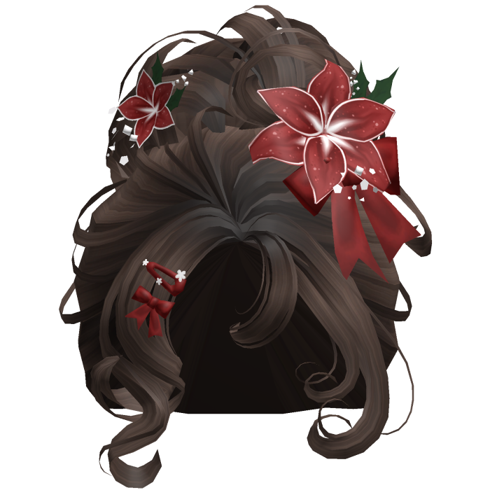 ♡ Christmas Flowery Bun Updo (Brown)