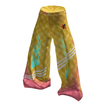 💜 Cyberpunk Plaid Flame Baggy Pants_Yellow thumbnail