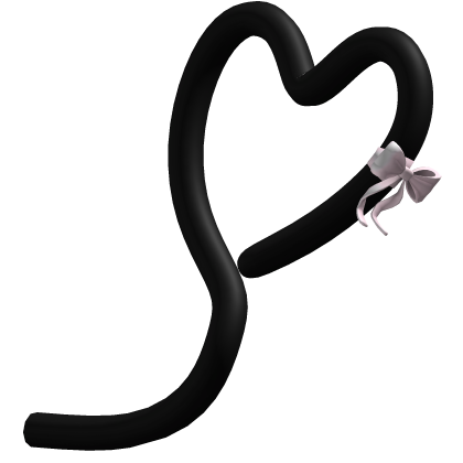 ♡ kawaii black heart cat tail with pink ribbons thumbnail