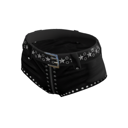 Black Star Belt Denim Shorts Y2K Low Rise Studded 