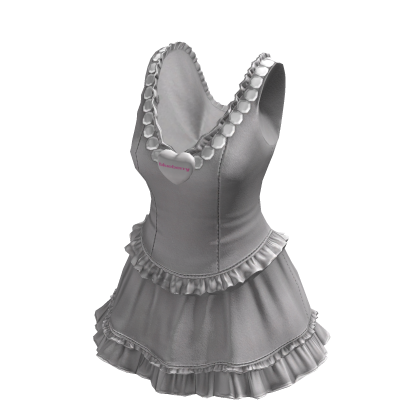 Valentine White Heart Ruffle Dress BB thumbnail