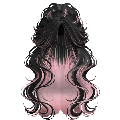 Crimped Wavy Empress Ponytail Black&Pink