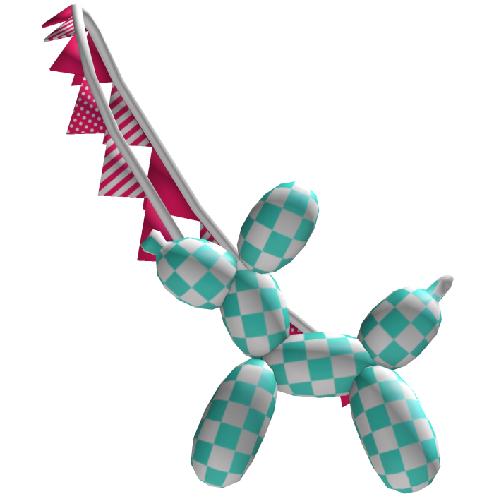 ☆ checkered teal & pink pennant balloon dog cross