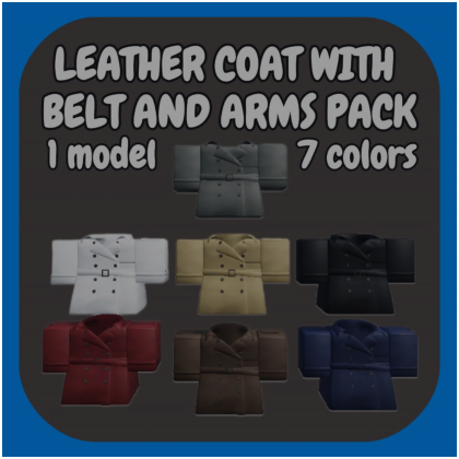 [R6] Leather coat with belt and arms