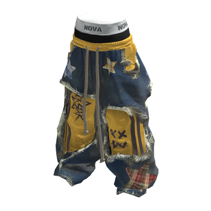 Yellow Opium Style Distressed Panel Pants thumbnail