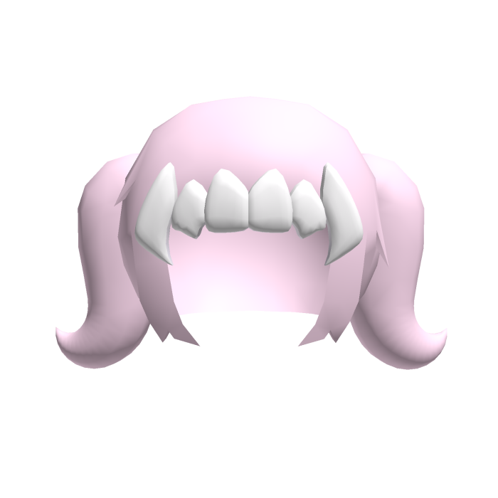 Cute Pink Halloween Low Poly Hair with Teeth 