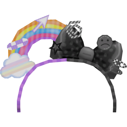 Kawaii Dualcora Rainbow Gloomy Headband 🌈🖤✨ Roblox item