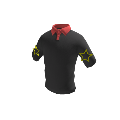 Black Shirt With Stars And Red Collar