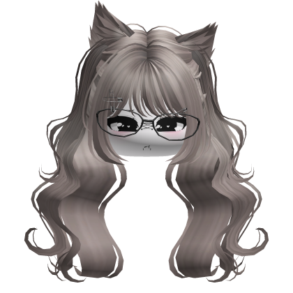 Wavy Moe Pigtails w/ Cat Ears (Ash)
