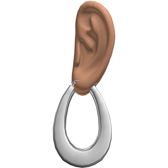Silver 2000s Teardrop Earrings Ears