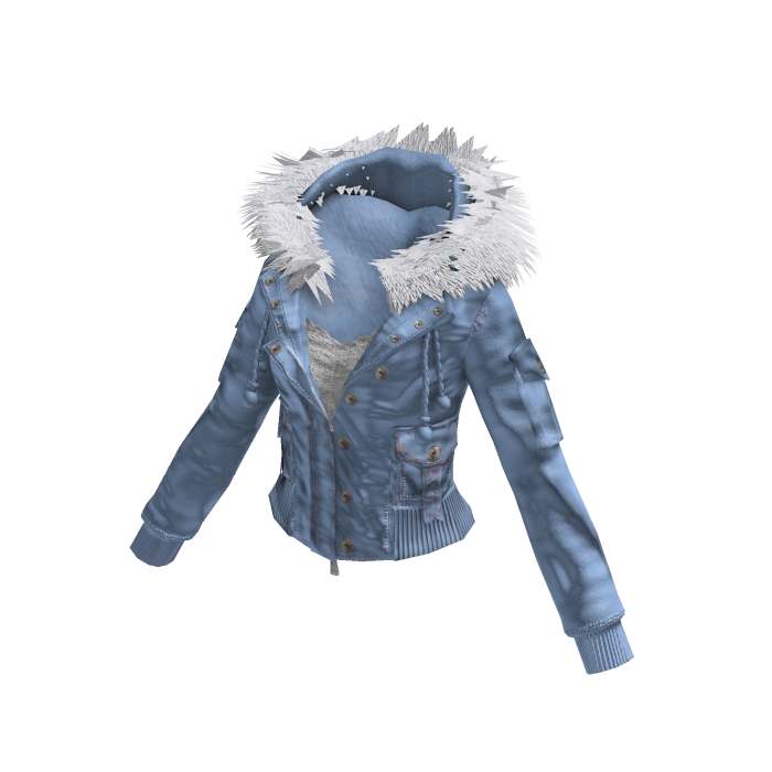 Jacket with Fluffy Collar (Light Blue)