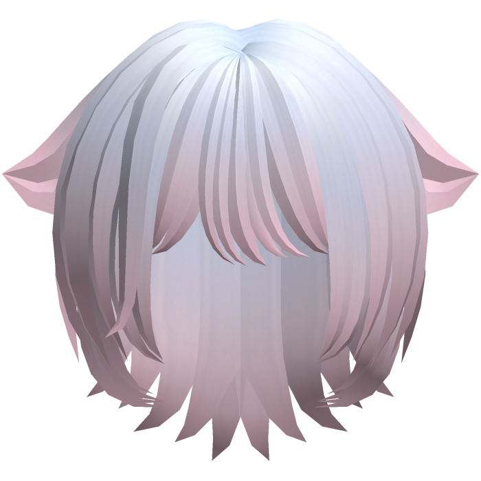 cute short anime cat girl hair in blue pink