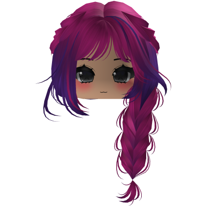 Cute Y2K emo hair adorable braids (Pink-purple) Roblox item