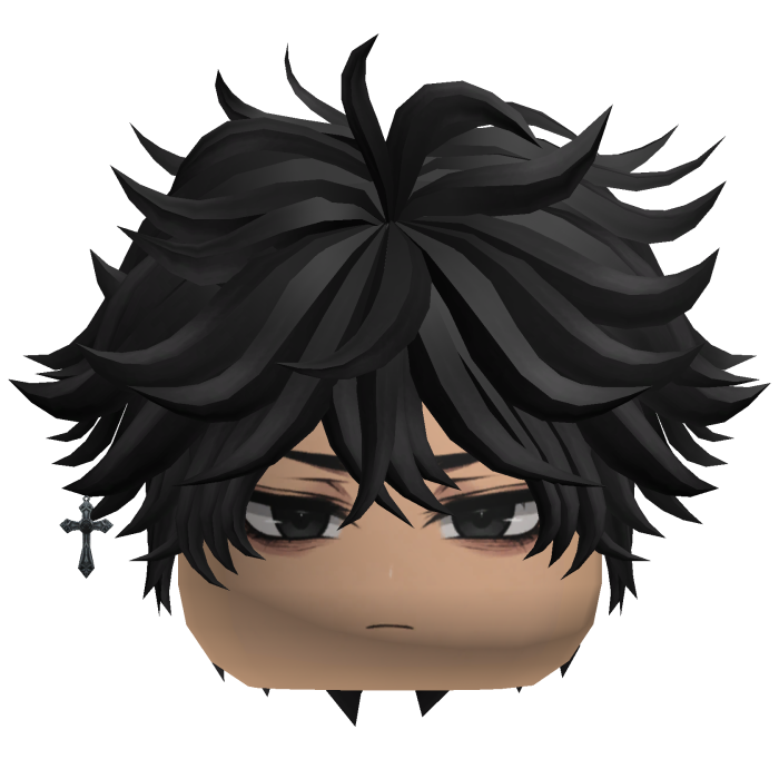 Black Fluffy Emo Boy Hair Cross Earring