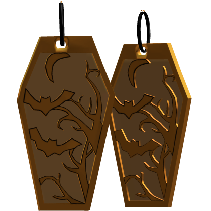orange haunt coffin earrings