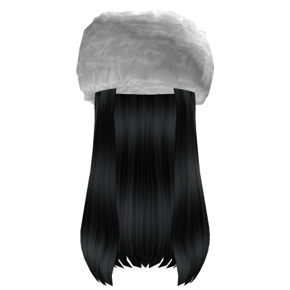 Roblox Item White Winter Hat Black Long Straight Hair