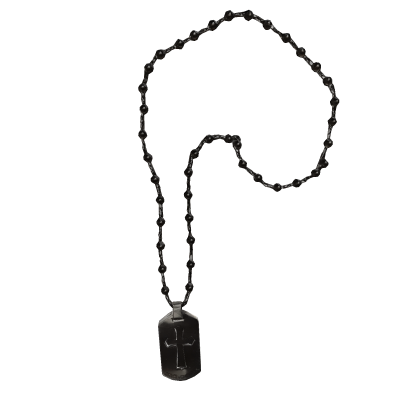 Old Sterling Siver Beaded Cross Dog Tag Necklace Roblox item