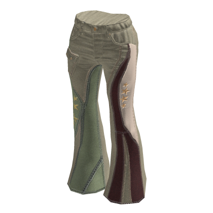 Y2K Boho Patchwork Flare Pants (Green)