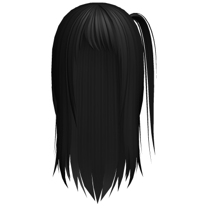 playful long hair black Roblox item