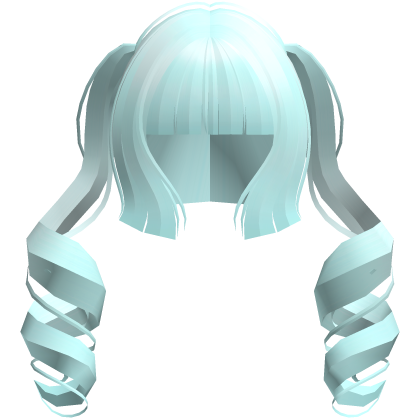 jirai moe hime cut curly ponytails teal